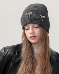 Cute bow knitted hat
