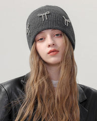 Cute bow knitted hat