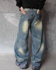 Washed wide-leg jeans