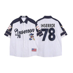 American retro vertical striped baseball shirt