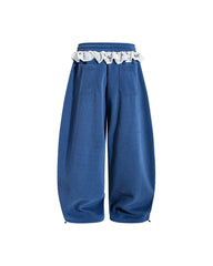 Retro patchwork curved trousers