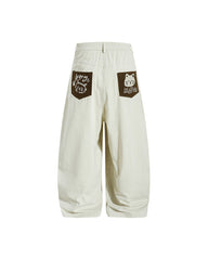 Cute color-blocked casual trousers