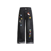 Fun straight-leg denim pants