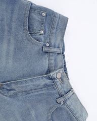 Washed Simple Denim Pants