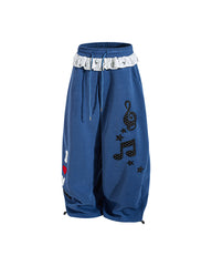 Retro patchwork curved trousers