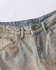 Washed distressed jeans