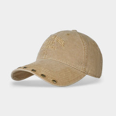 Distressed embroidered baseball cap