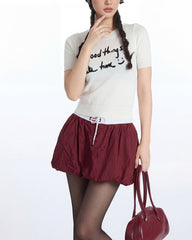 Letter short-sleeved knit sweater