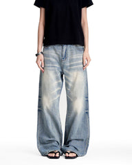 Retro washed denim jeans