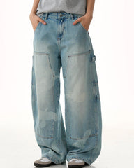 Washed straight jeans