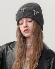 Cute bow knitted hat