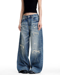 Retro washed denim jeans