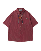 Retro striped short-sleeved shirt