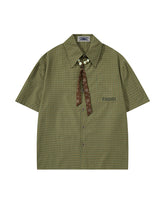 Retro plaid short-sleeved shirt