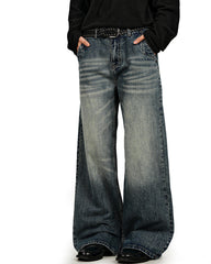 Distressed straight-leg trousers