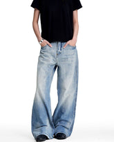 Retro washed straight leg jeans