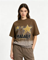 Washed distressed short-sleeved shirt