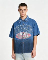 Star Embroidered Short-Sleeve Shirt