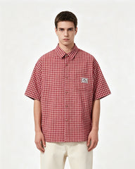 Retro plaid short-sleeved shirt