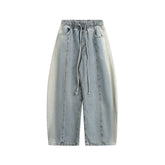 Patchwork color-blocked loose-fitting jeans