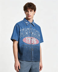 Star Embroidered Short-Sleeve Shirt