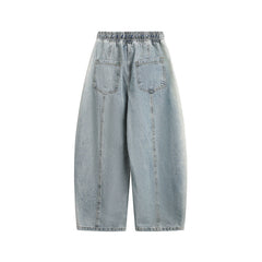Patchwork color-blocked loose-fitting jeans