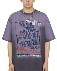 Distressed printed short sleeves