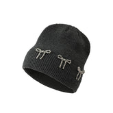 Cute bow knitted hat