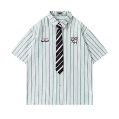 Retro cute cat embroidered short sleeves
