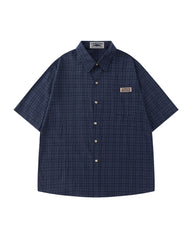 Retro plaid short-sleeved shirt