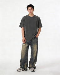 Washed straight jeans