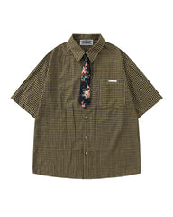 Retro plaid short-sleeved shirt