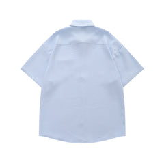 Embroidered plaid short-sleeved shirt