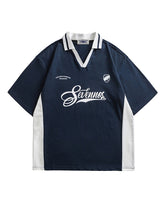 Contrast color stitching polo short sleeves