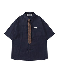 Casual plaid short-sleeved shirt