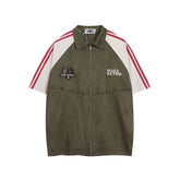 American retro patchwork slash shirt jacket