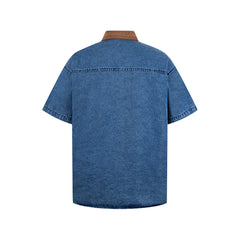 Retro contrast short-sleeved shirt