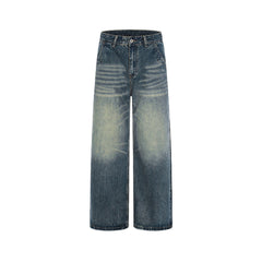 Distressed straight-leg trousers