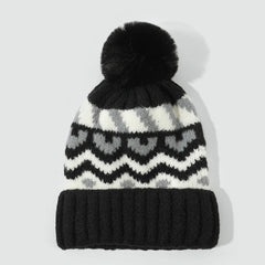 Retro color matching warm ear protection hat