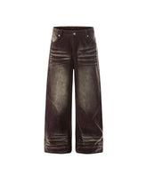 Corduroy Distressed Straight-Leg Pants