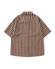 Retro striped short-sleeved shirt