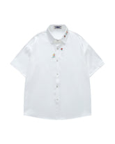 Floral Embroidery Short-Sleeve Shirt