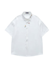 Floral Embroidery Short-Sleeve Shirt