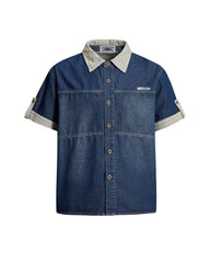 Colorblock Plaid Short Sleeve Shirt