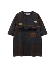 Appliqué Embroidered Denim Short-Sleeve T-Shirt