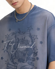 Faded distressed short-sleeved top