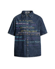 Retro washed English short-sleeved shirt