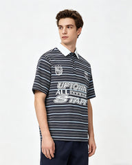 Retro striped short-sleeved shirt