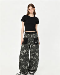Star-patterned couple pants