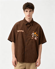 Retro floral short-sleeved shirt